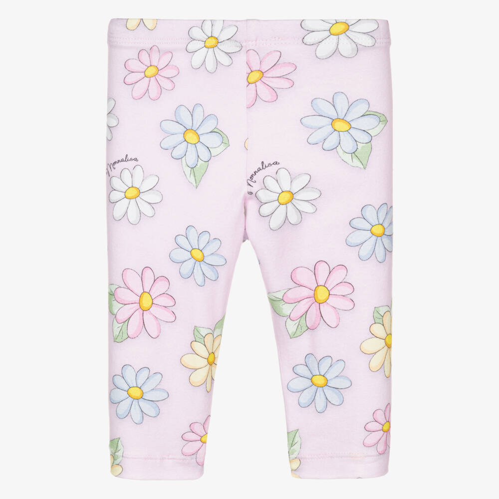 Monnalisa-Girls Soft Pink Floral Jersey Pants | Childrensalon Outlet