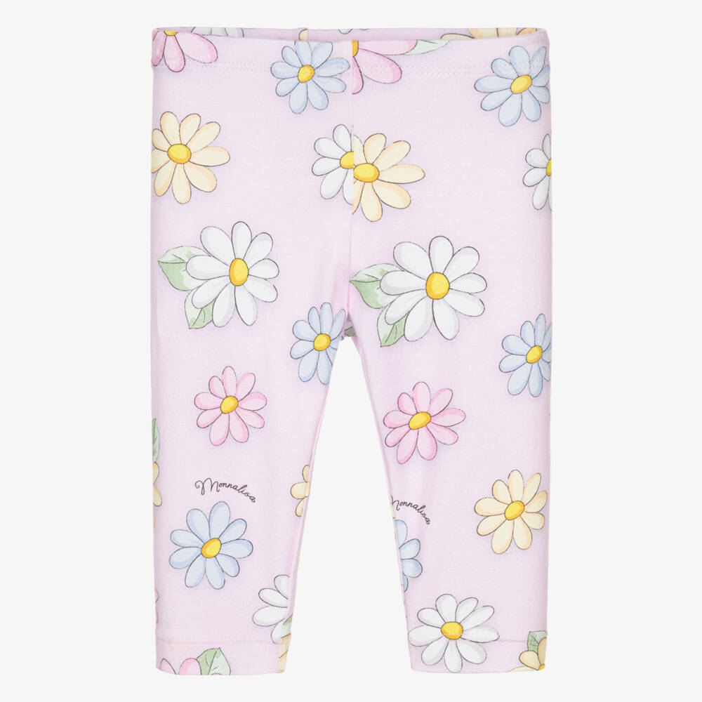 Monnalisa-Girls Soft Pink Floral Jersey Pants | Childrensalon Outlet