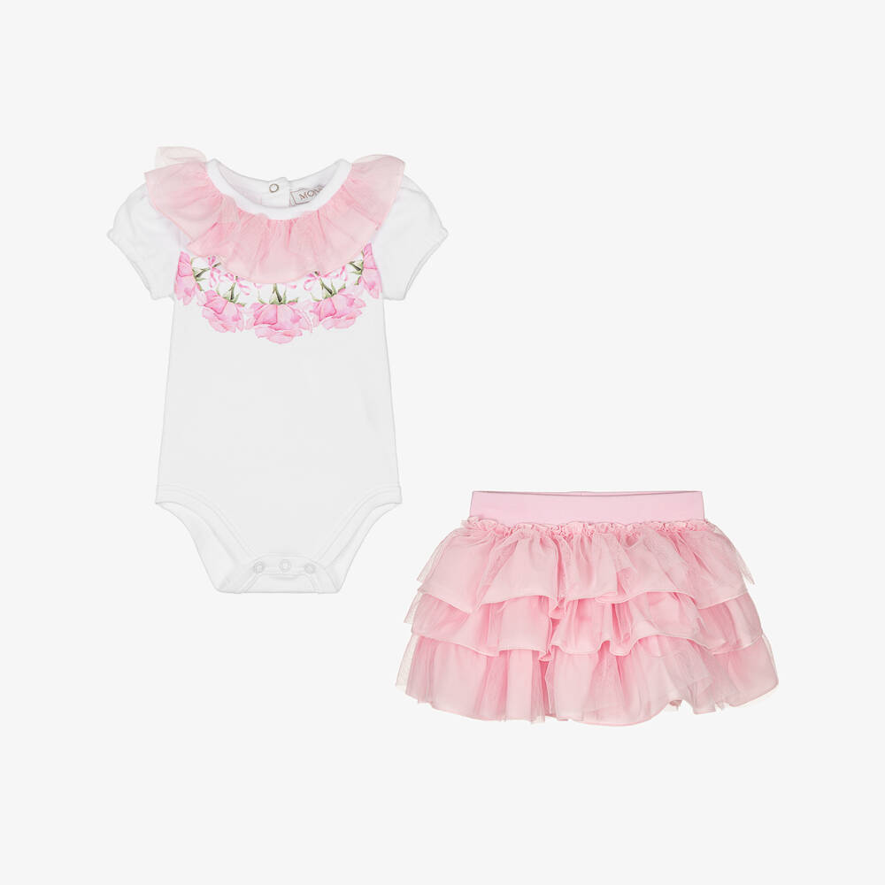 Monnalisa-Girls Soft Pink Tulle Ensemble | Childrensalon Outlet