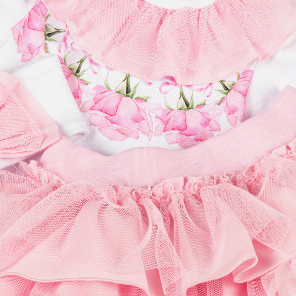 Monnalisa-Girls Soft Pink Tulle Ensemble | Childrensalon Outlet