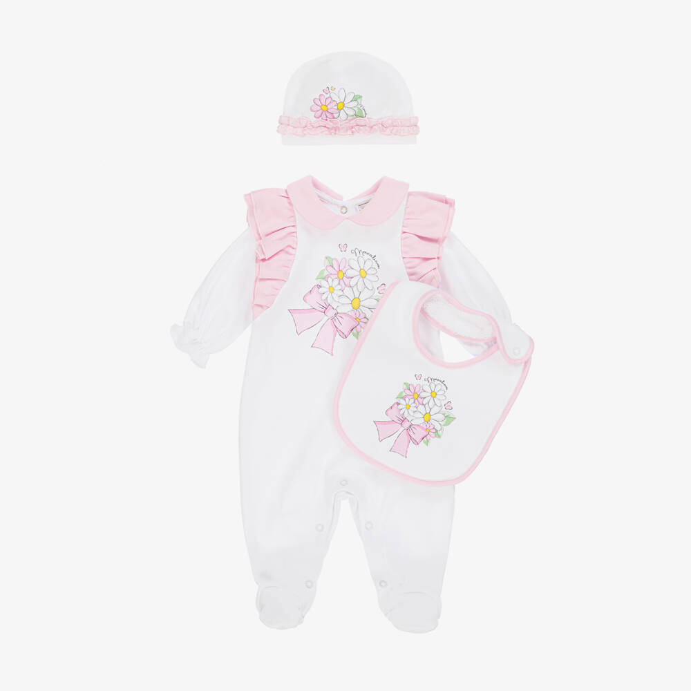 Monnalisa-Мягкий белый хлопковый боди-трио для девочек | Childrensalon Outlet