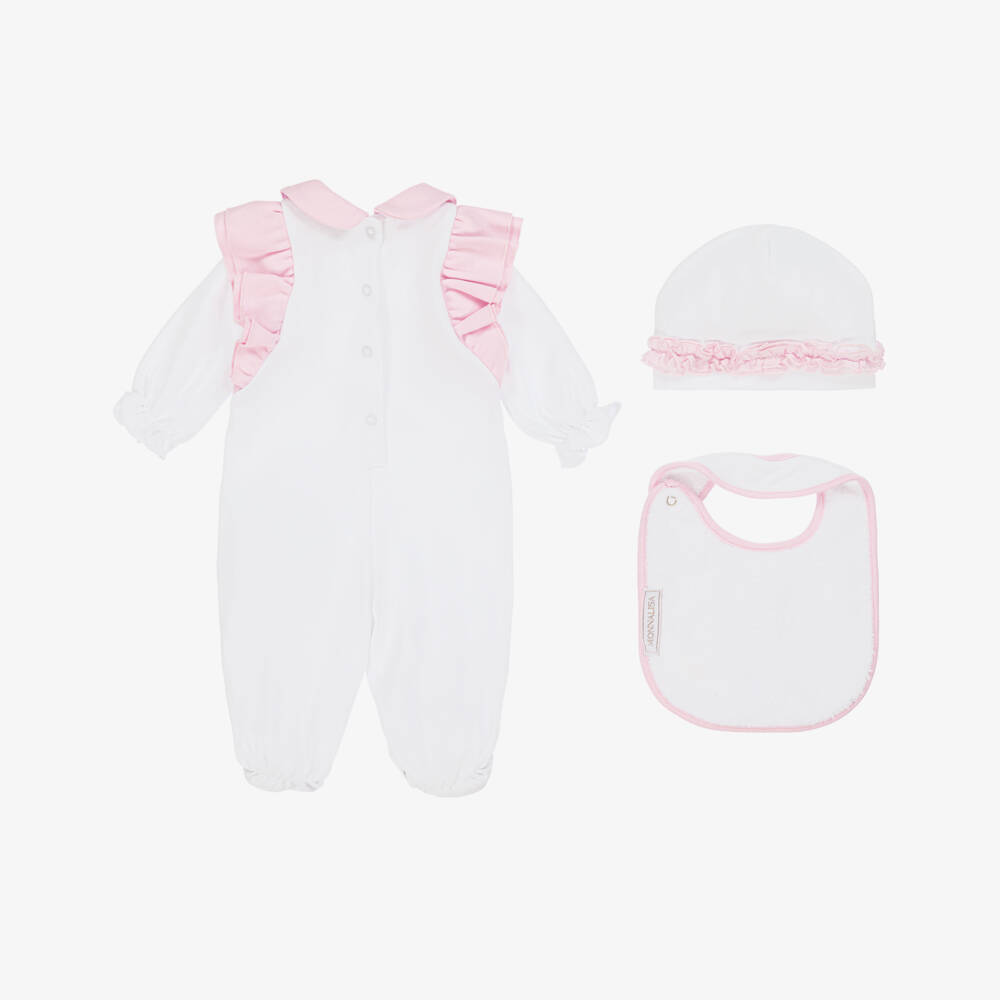 Monnalisa-Girls Soft White Cotton Babygrow Trio | Childrensalon Outlet