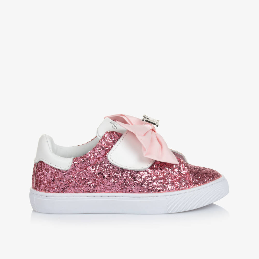 Monnalisa-حذاء رياضي وردي لامع للبنات مع فيونكة | Childrensalon Outlet
