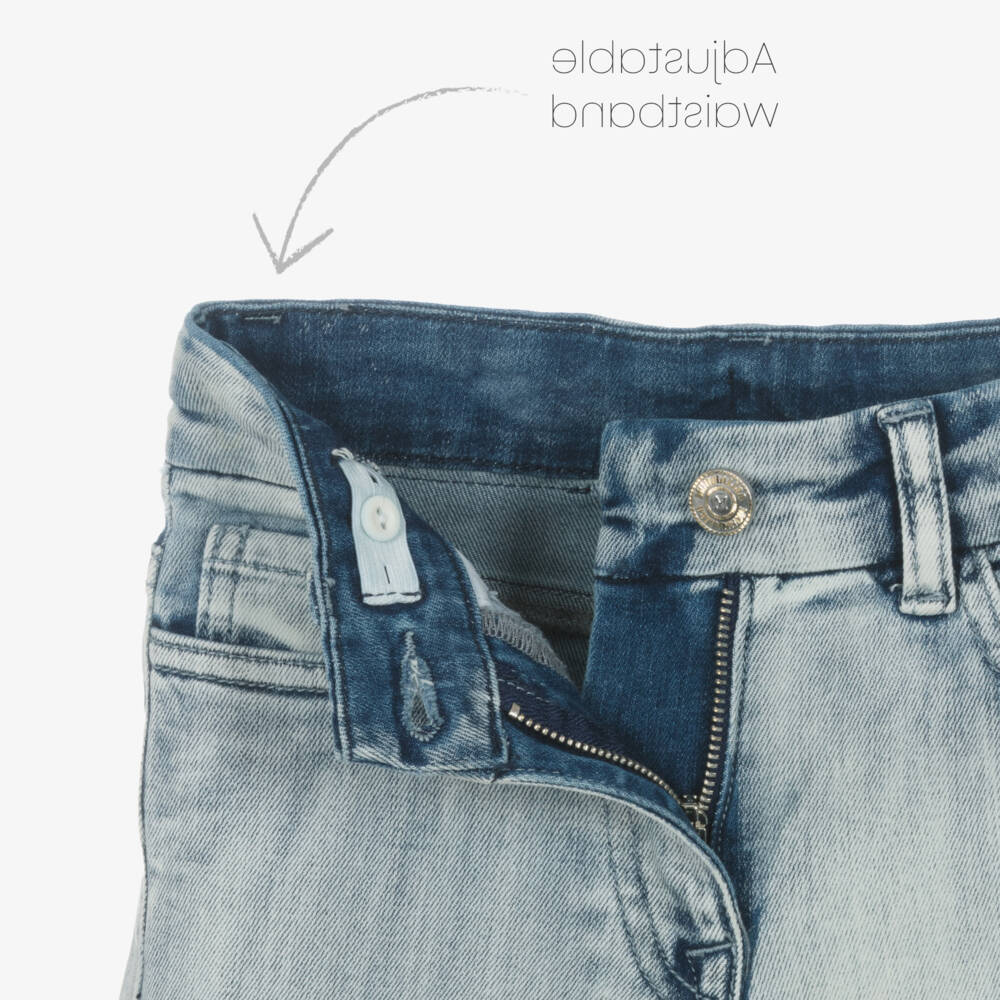 Monnalisa-بنطلون جينز أزرق للبنات بتصميم فراشة متألقة | Childrensalon Outlet