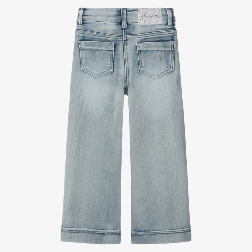 Monnalisa-بنطلون جينز أزرق للبنات بتصميم فراشة متألقة | Childrensalon Outlet