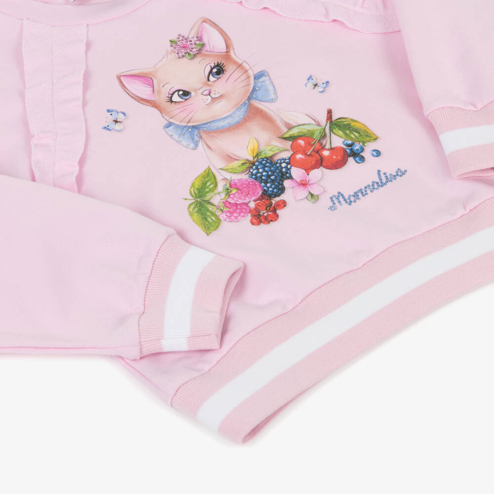 Monnalisa-قميص بناتي وردي براق بتصميم قطة ساحر | Childrensalon Outlet