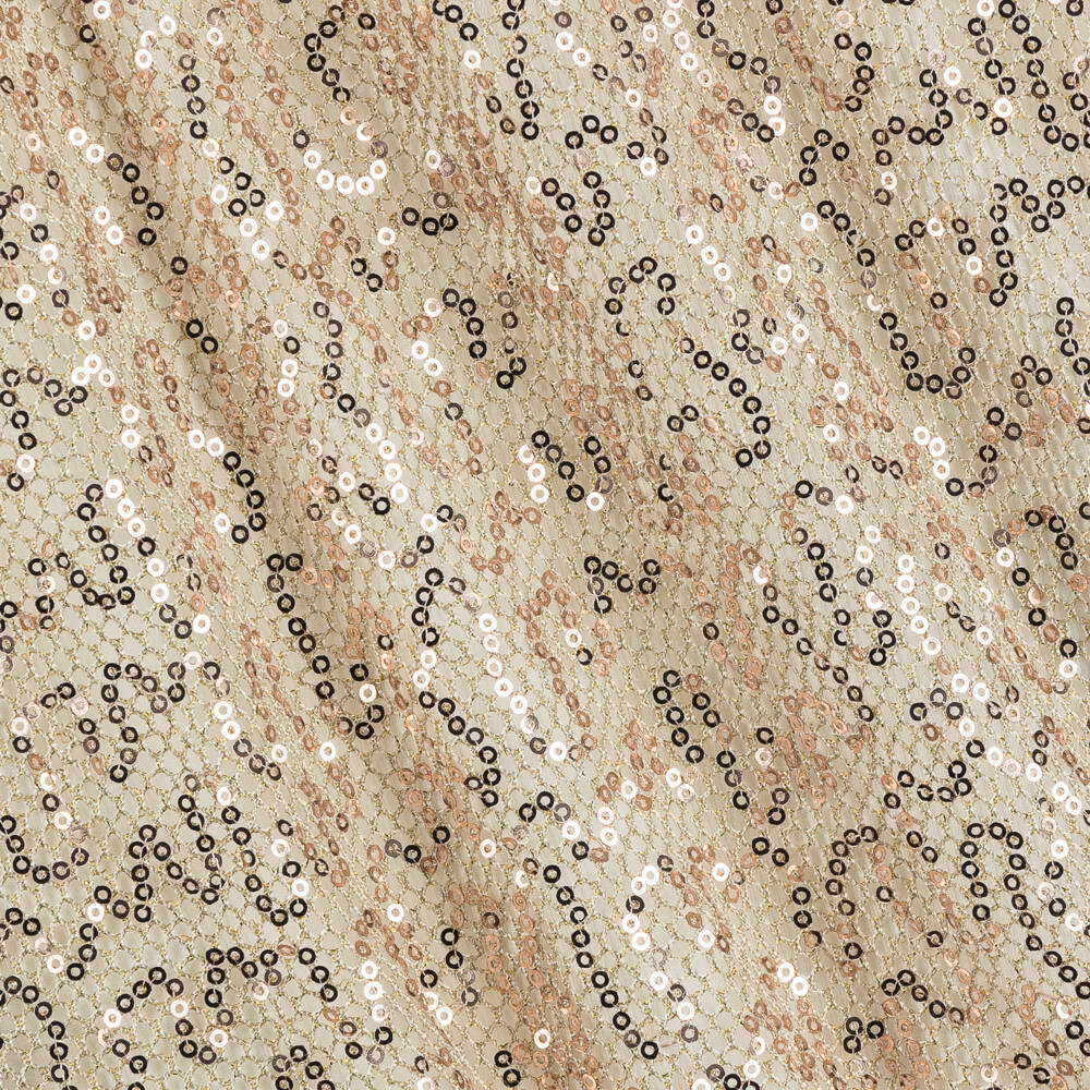 Monnalisa-Girls Sparkling Sequinned Gold Dress Set | Childrensalon Outlet