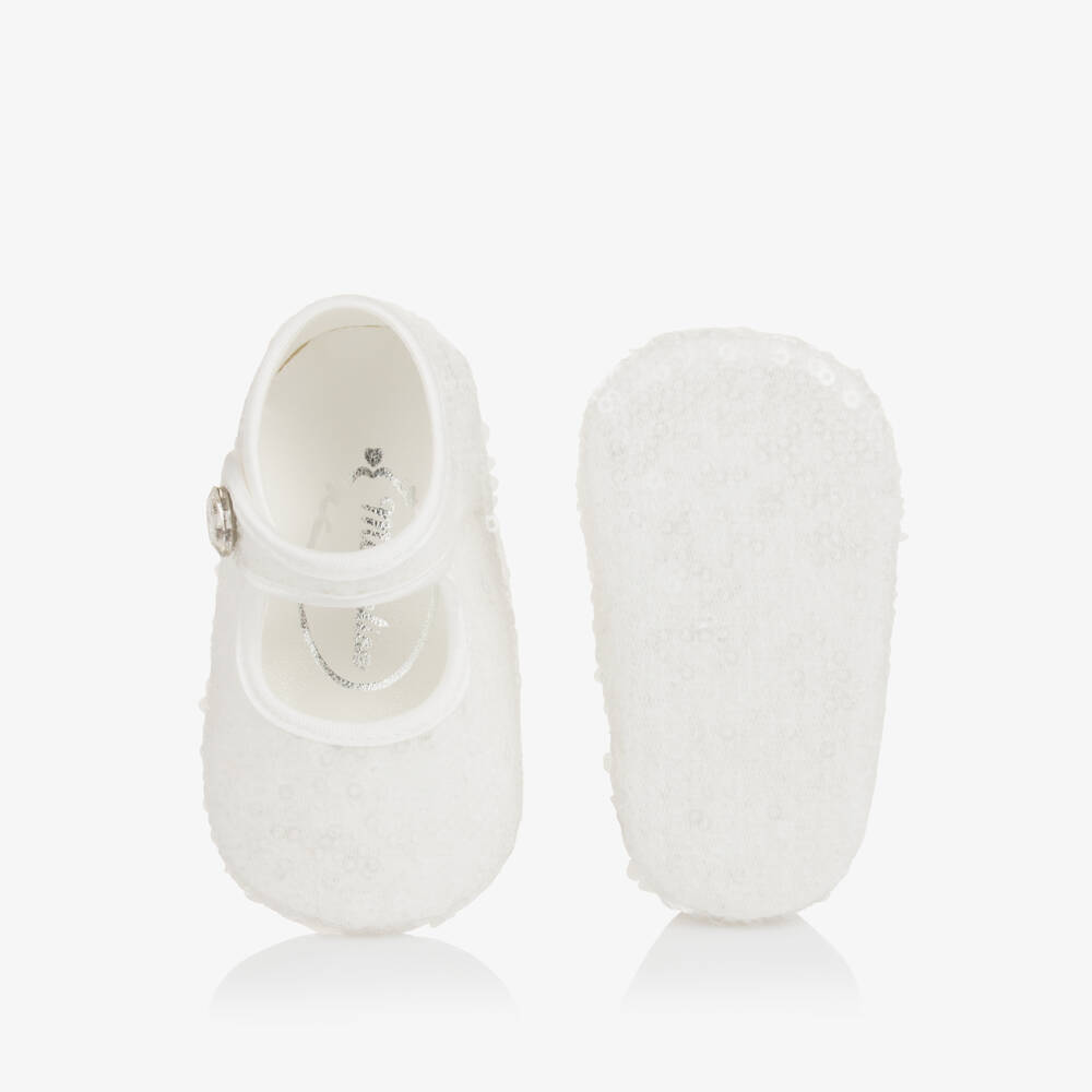 Monnalisa-Girls Sparkling White First Steps | Childrensalon Outlet