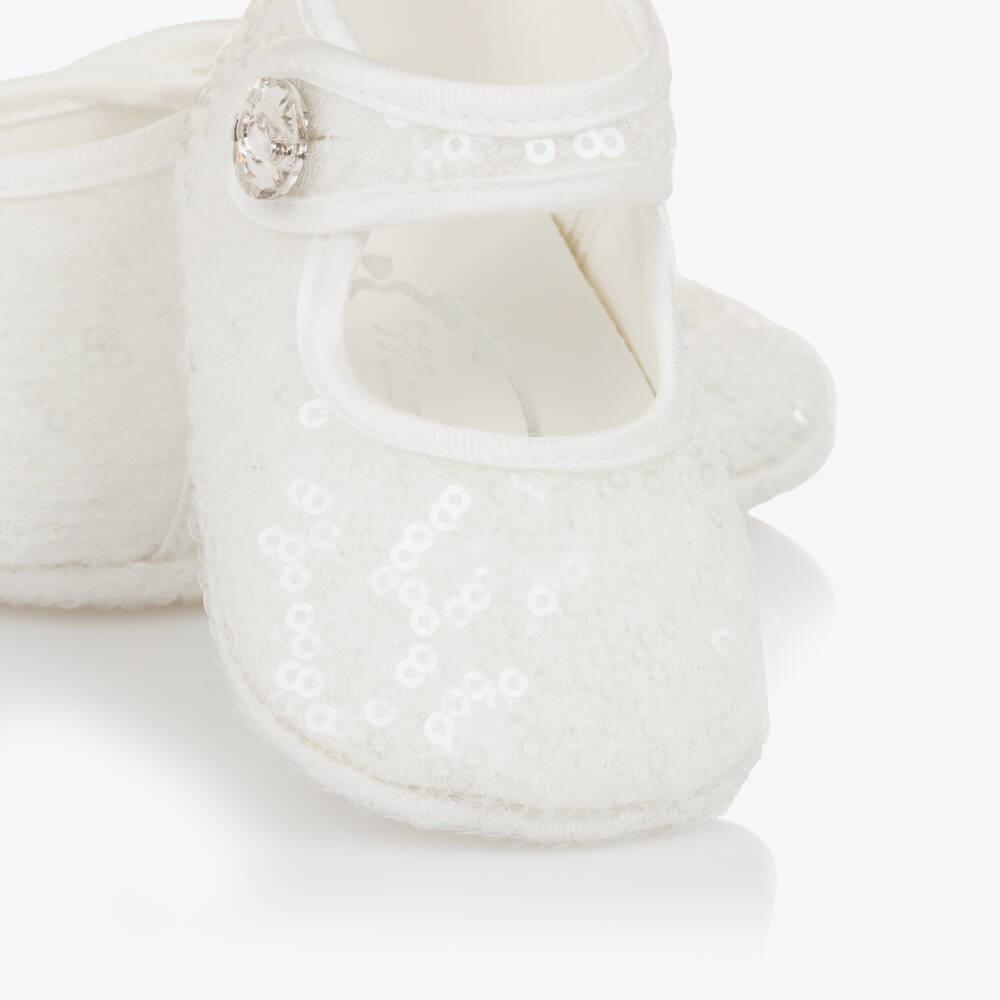 Monnalisa-Girls Sparkling White First Steps | Childrensalon Outlet