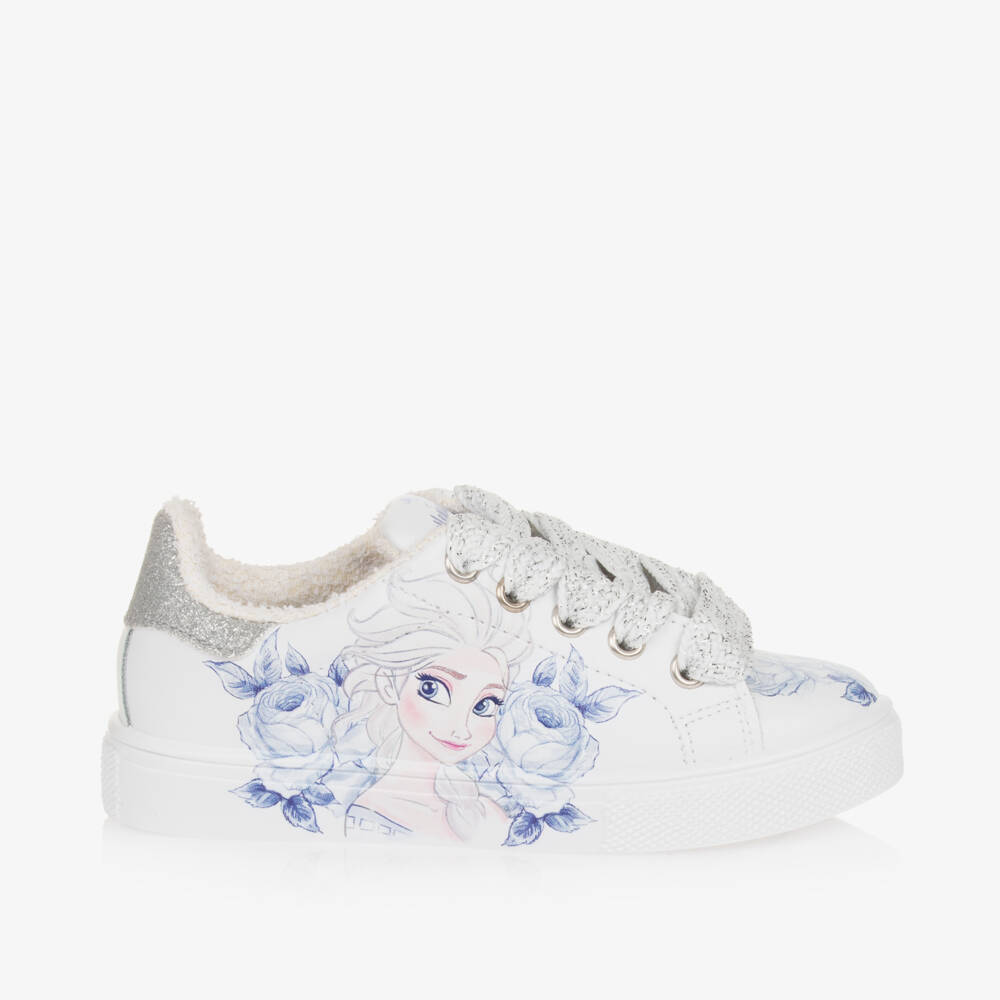Monnalisa-Girls Sparkling White Leather Sneakers | Childrensalon Outlet