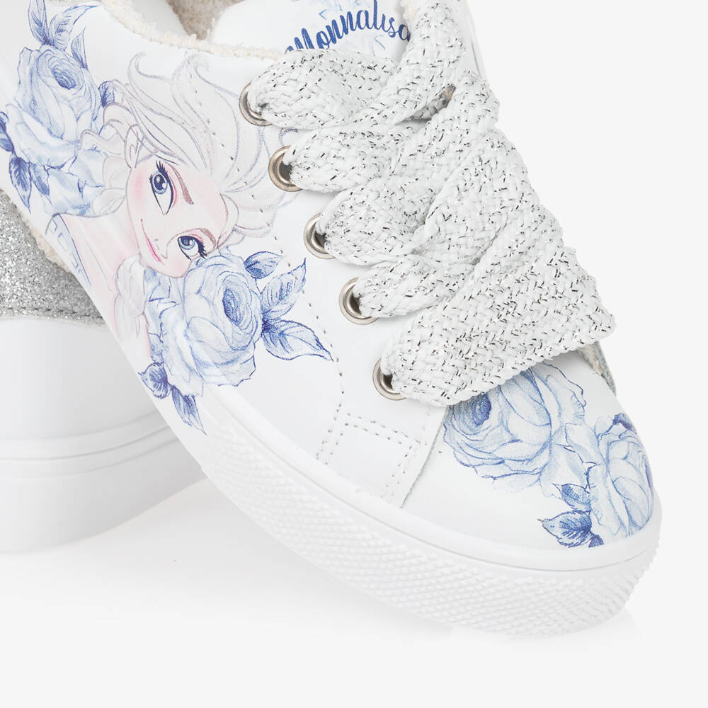 Monnalisa-Girls Sparkling White Leather Sneakers | Childrensalon Outlet