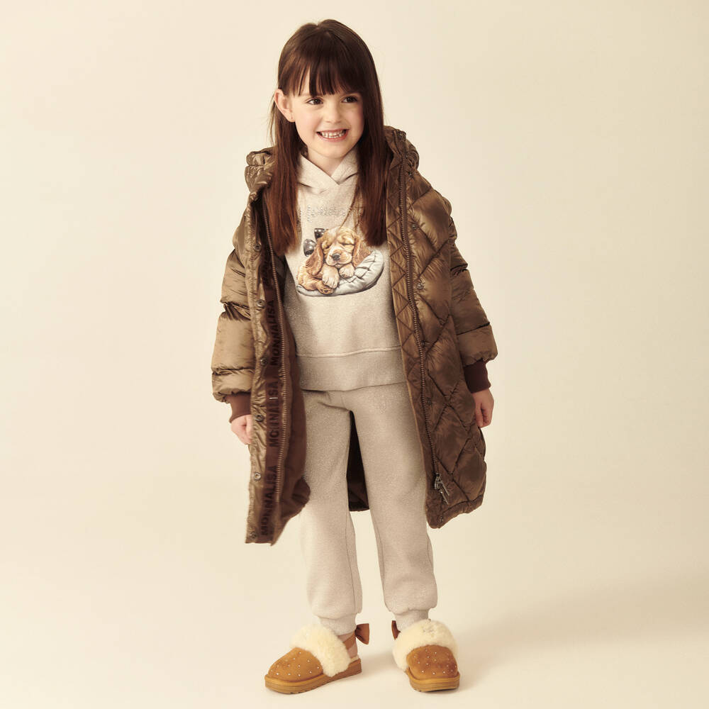 موناليزا-حذاء سليبر جلد شامواه صناعي لون بيج برّاق للبنات | Childrensalon Outlet