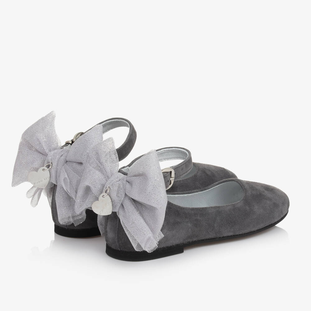Monnalisa-Girls Suede Bow Ankle Shoes | Childrensalon Outlet
