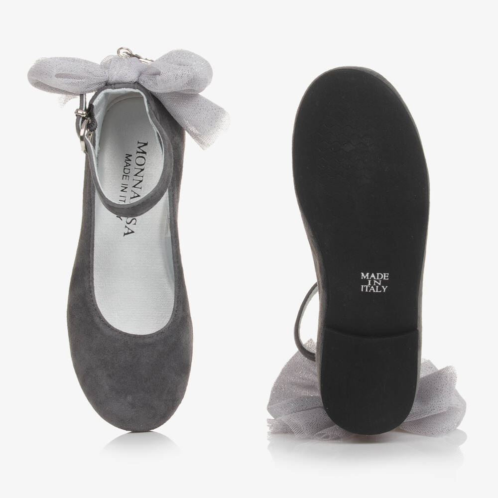 Monnalisa-Girls Suede Bow Ankle Shoes | Childrensalon Outlet