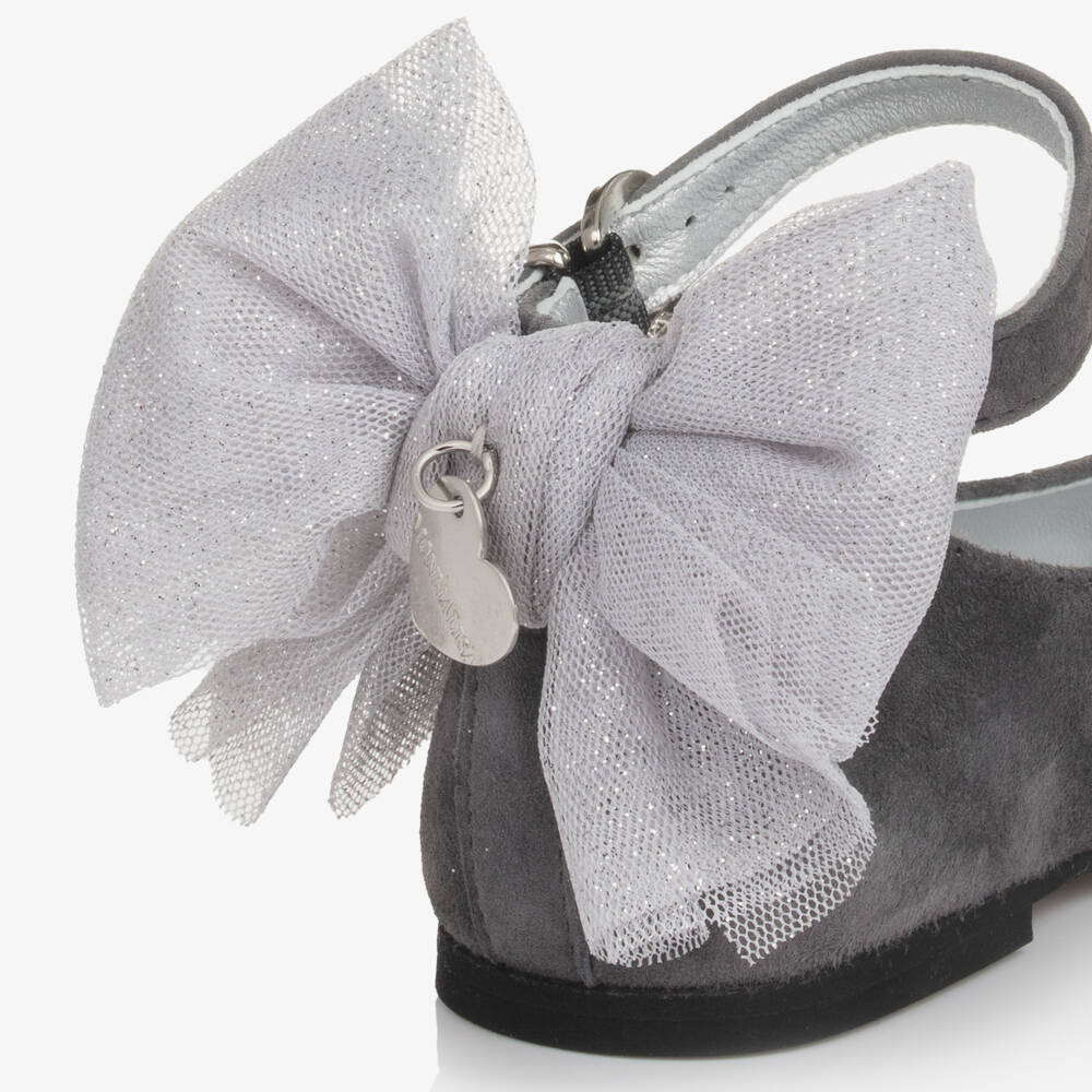 Monnalisa-Girls Suede Bow Ankle Shoes | Childrensalon Outlet