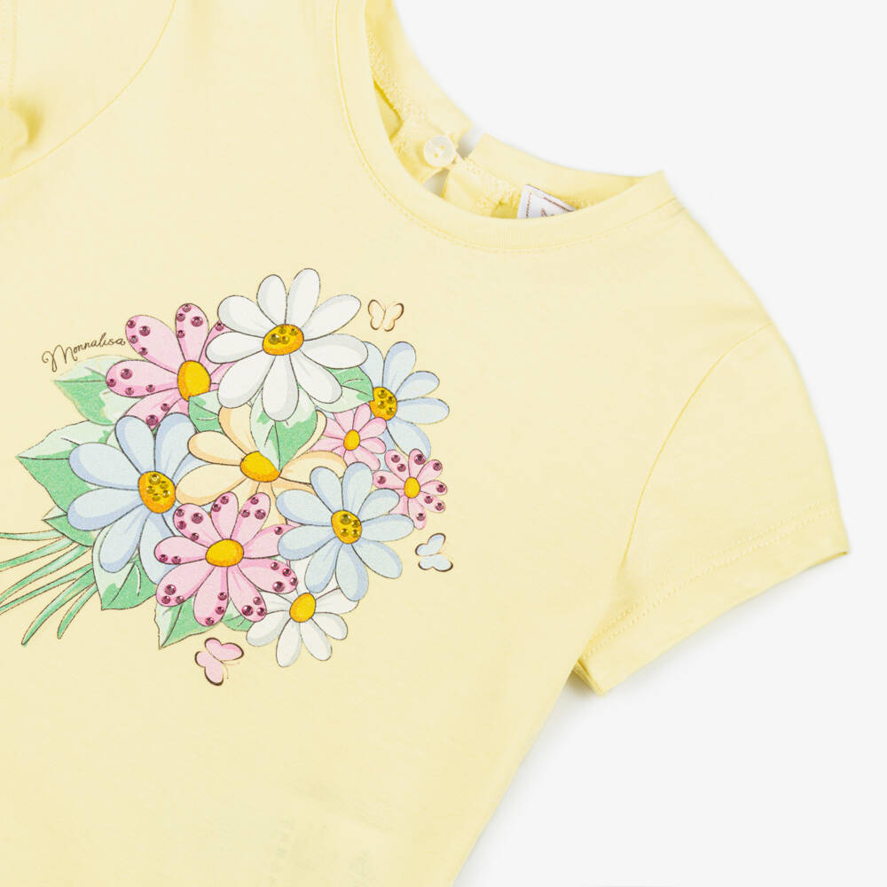 Monnalisa-Girls Sunny Daisy Cotton Tee | Childrensalon Outlet