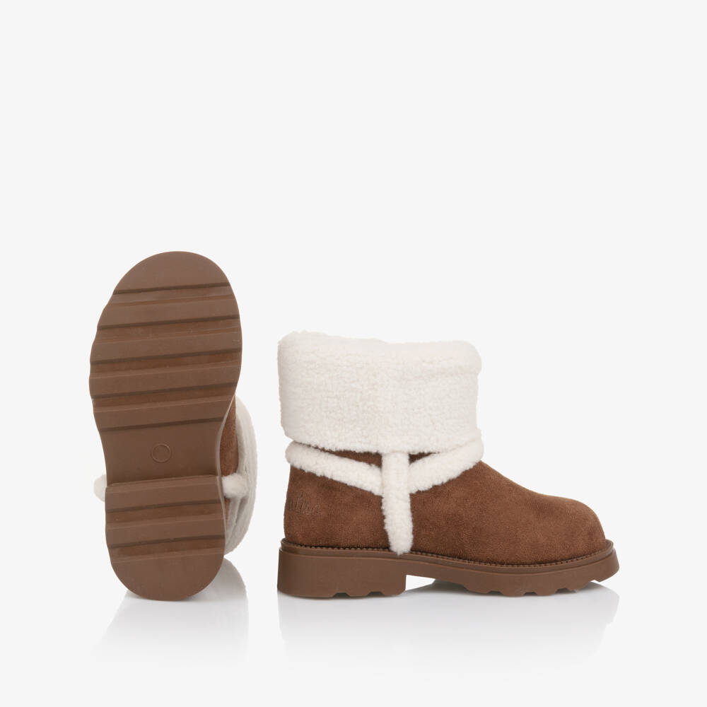 Monnalisa-Girls Tan Faux Suede Boots | Childrensalon Outlet