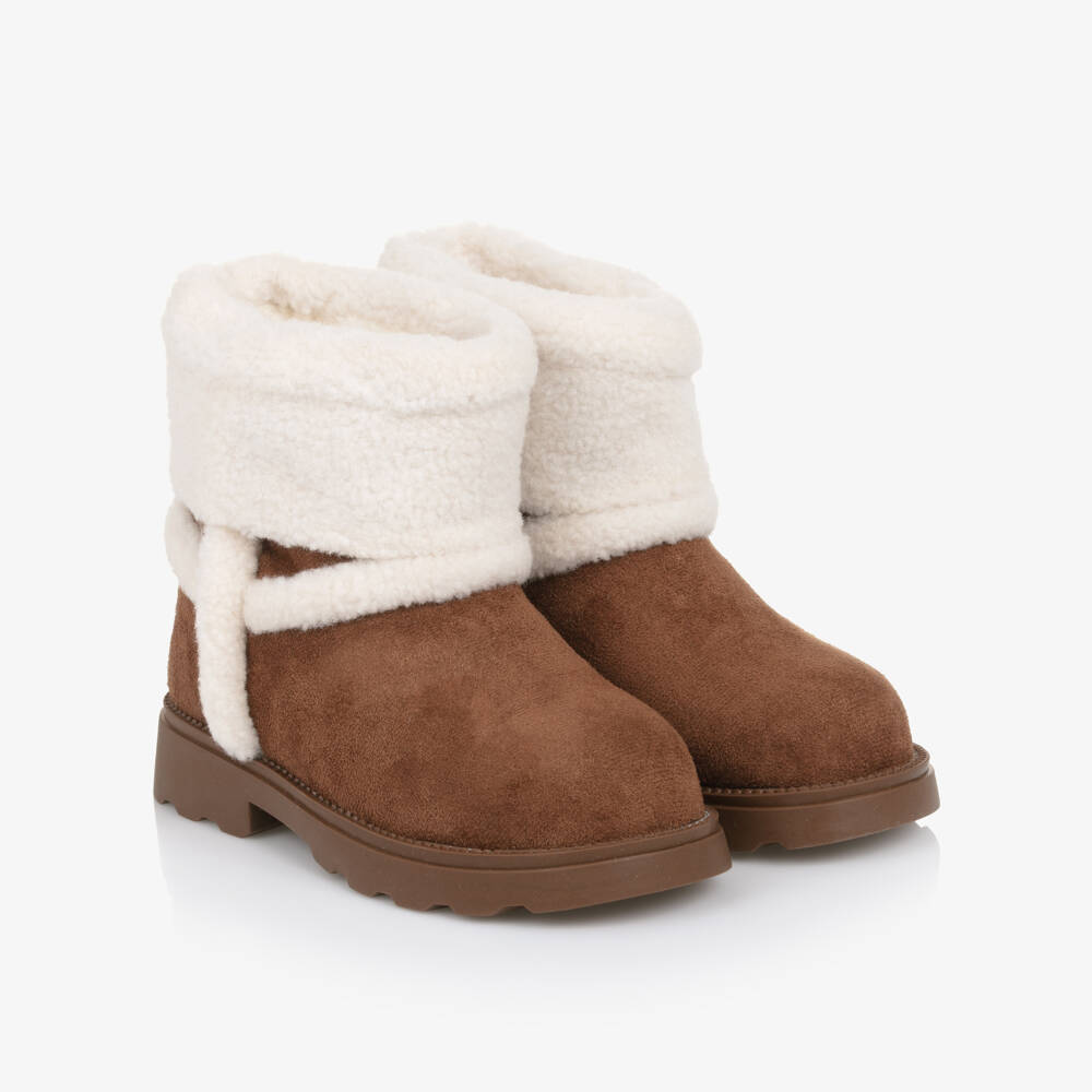 Monnalisa-Girls Tan Faux Suede Boots | Childrensalon Outlet
