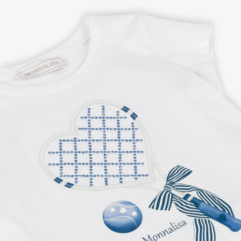 Monnalisa-Футболка из хлопка для девочек с теннисной ракеткой | Childrensalon Outlet