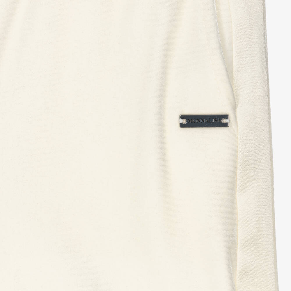 Monnalisa-بنطلون بأرجل واسعة قطيفة لون عاجي للبنات | Childrensalon Outlet