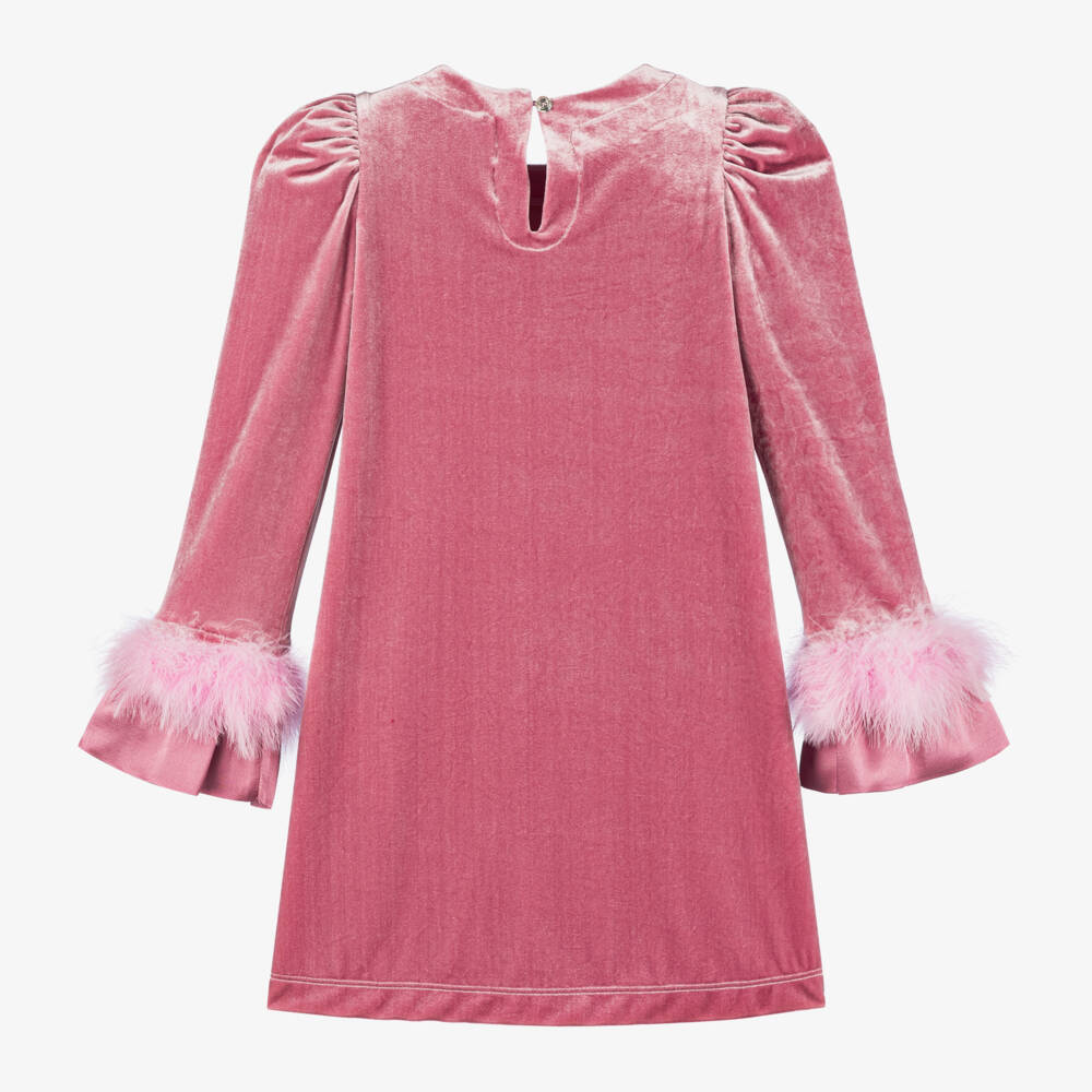 Monnalisa-فستان قطيفة لون زهري غامق | Childrensalon Outlet