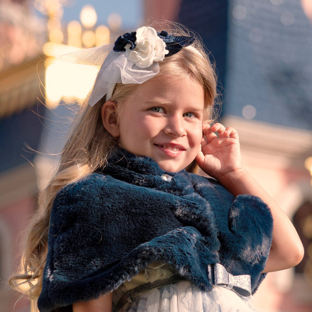 Monnalisa-Girls Velvet Ivory Floral Headpiece | Childrensalon Outlet