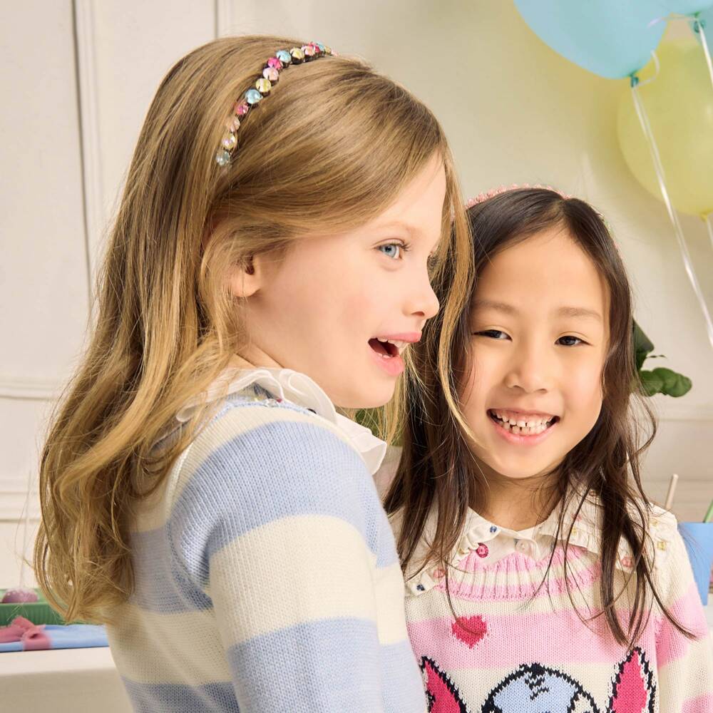 Monnalisa-Girls Wavy Multicolour Beaded Hairband | Childrensalon Outlet