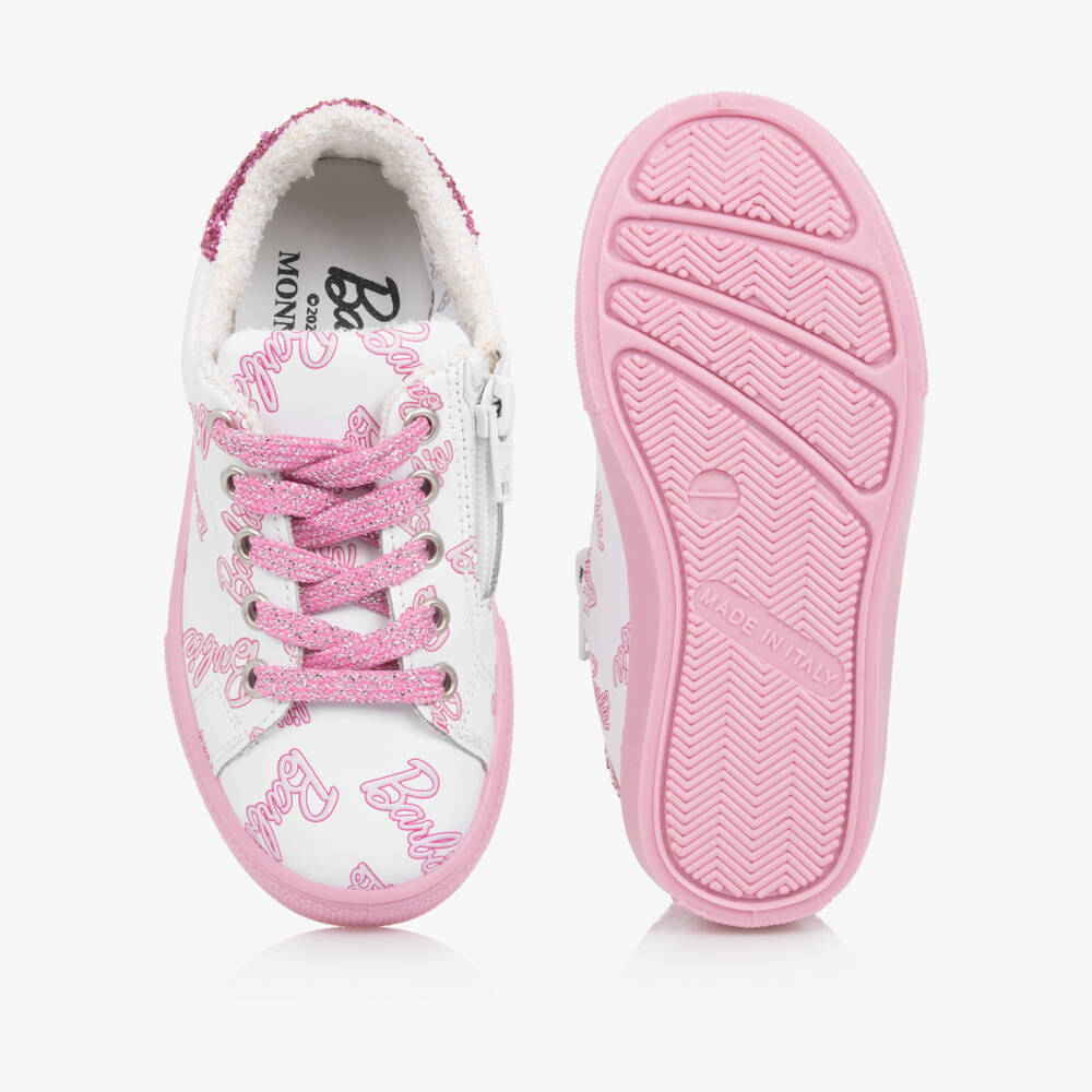 Monnalisa-Белые кожаные кроссовки Барби для девочек | Childrensalon Outlet