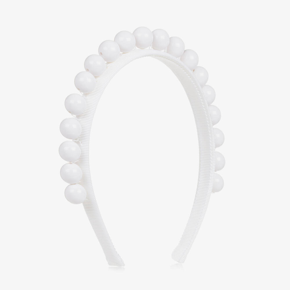 Monnalisa-Girls White Beaded Hairband | Childrensalon Outlet