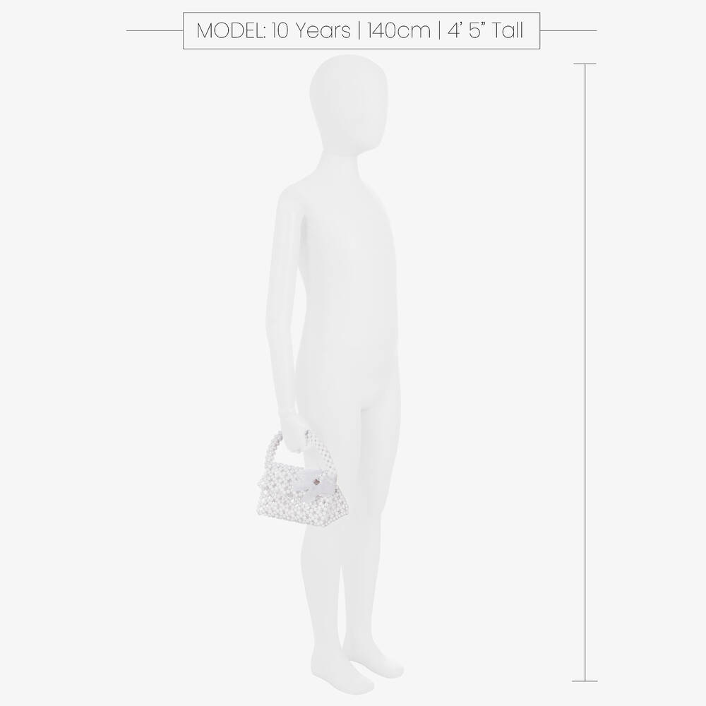 高速配送 Monnalisa - Girls White Beaded Handbag (19cm スカート