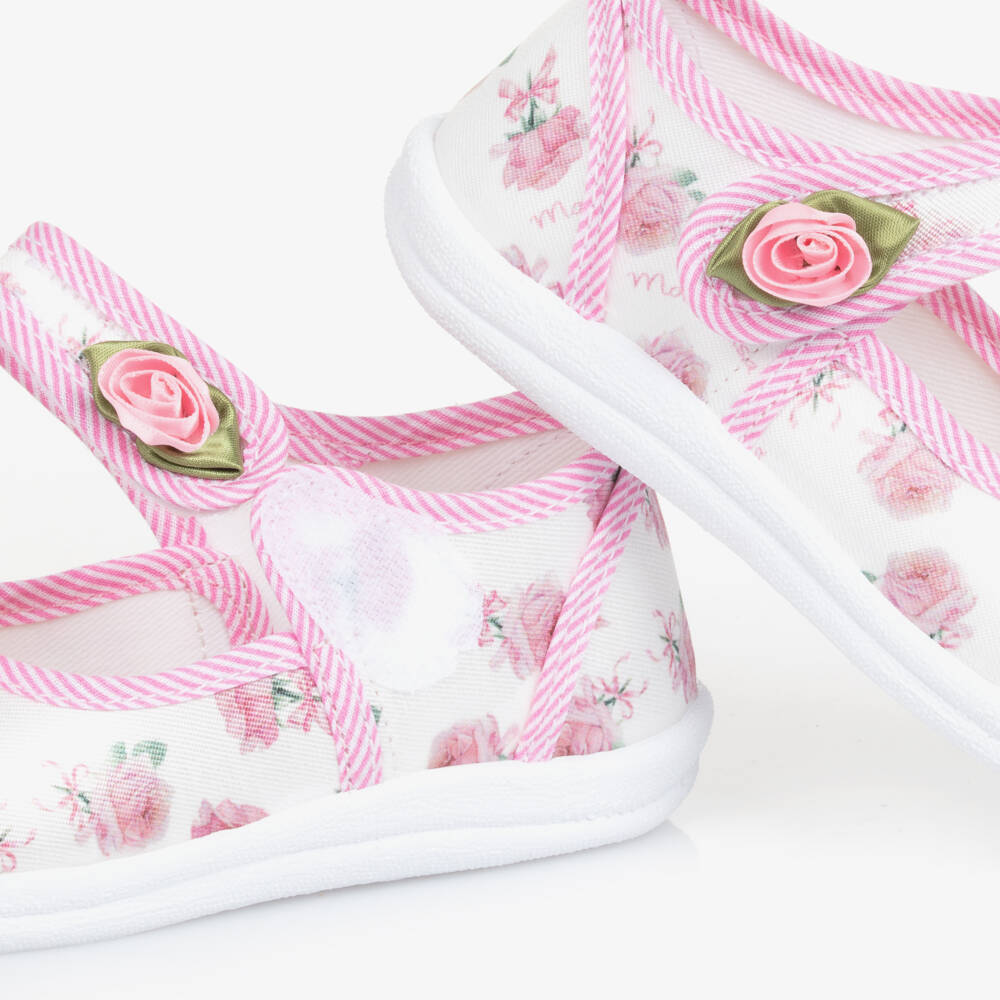 Monnalisa-Girls White Blossom Ballet Flats | Childrensalon Outlet