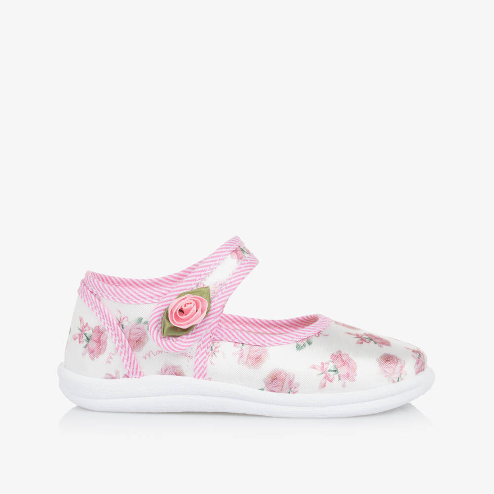 Monnalisa-Girls White Blossom Ballet Flats | Childrensalon Outlet