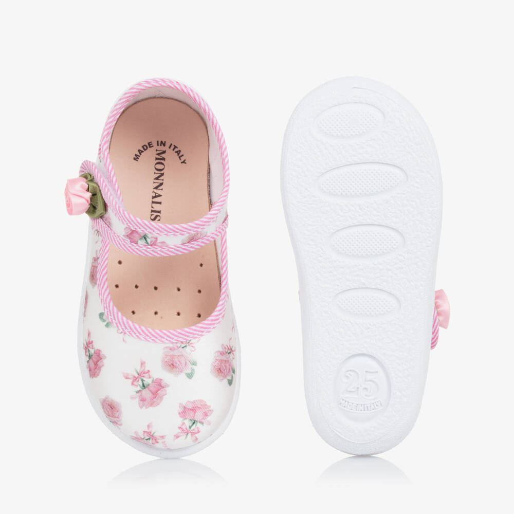 Monnalisa-Girls White Blossom Ballet Flats | Childrensalon Outlet