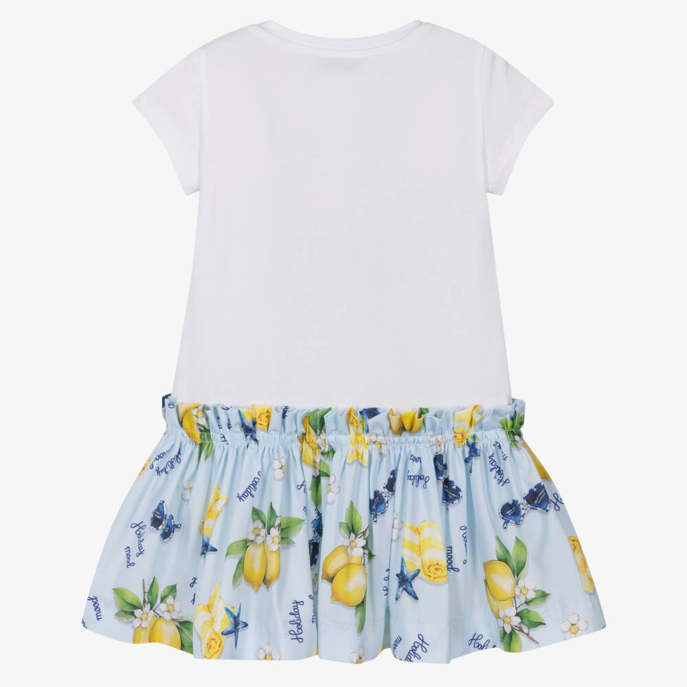 Monnalisa-Girls White & Blue Tinkerbell Dress | Childrensalon Outlet