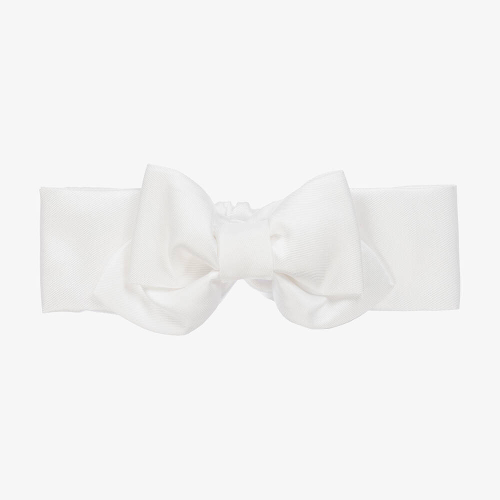 Monnalisa-Girls White Bow Headband | Childrensalon Outlet