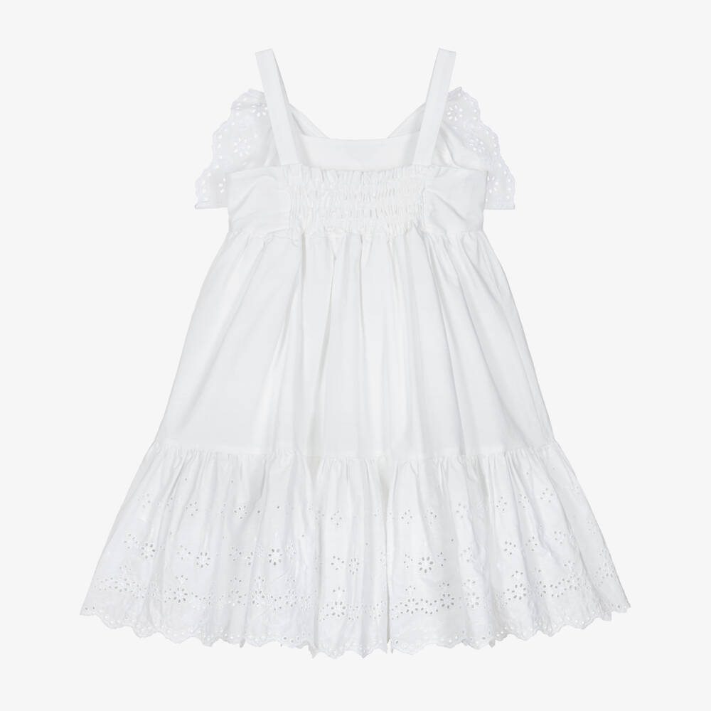 Monnalisa-Белое платье с вышивкой англез | Childrensalon Outlet