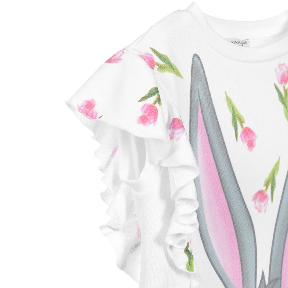 Monnalisa-Girls White Bugs Bunny Dress | Childrensalon Outlet