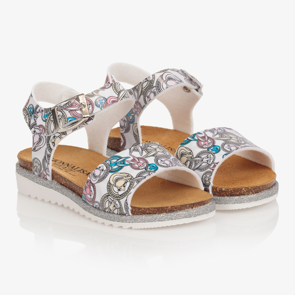 Monnalisa-Girls White Bugs Bunny Sandals | Childrensalon Outlet