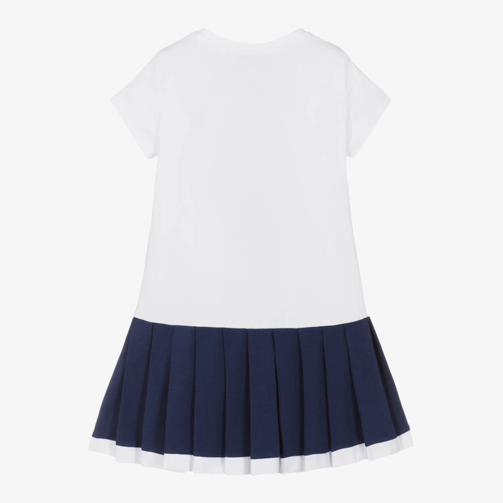 Monnalisa-Платье с белым узором зайчика для девочек | Childrensalon Outlet