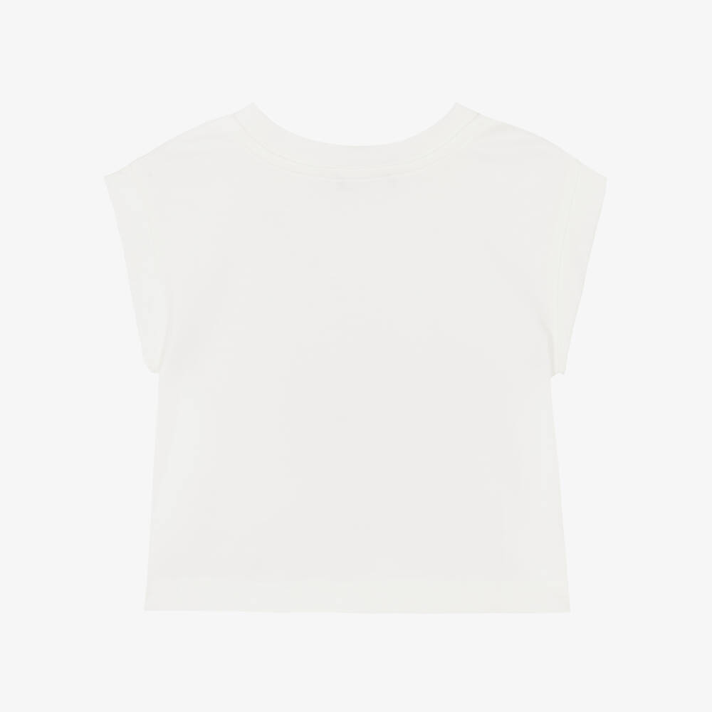 Monnalisa-Girls White Butterfly Print Sleeveless Top | Childrensalon Outlet