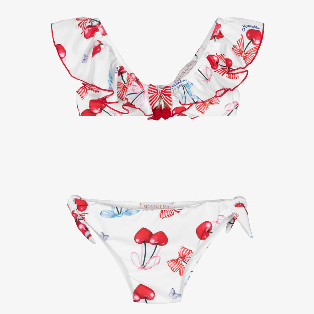 Monnalisa - Girls White Cherries Bikini | Childrensalon