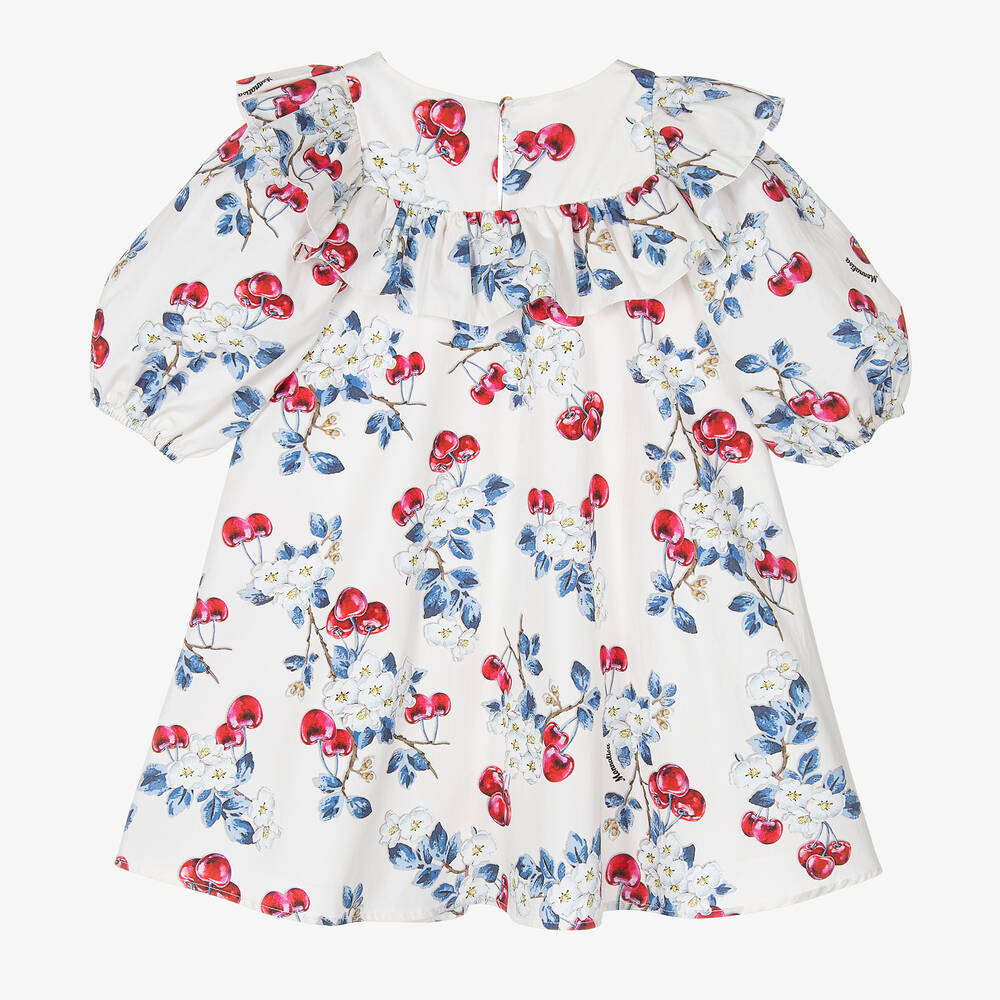 Monnalisa-Кремовое хлопковое платье с вишнями | Childrensalon Outlet