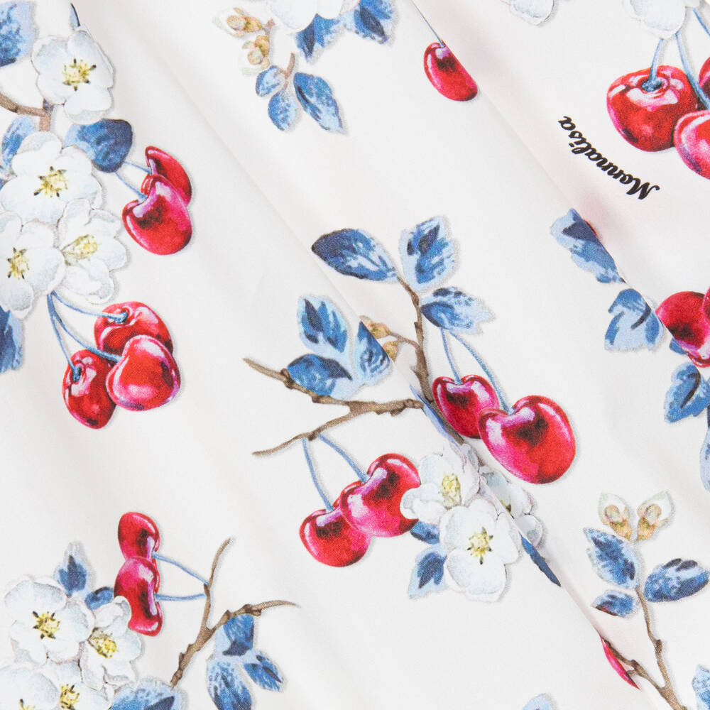 Monnalisa-Кремовое хлопковое платье с вишнями | Childrensalon Outlet