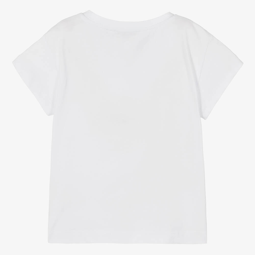 Monnalisa-Белая хлопковая футболка с вишней | Childrensalon Outlet