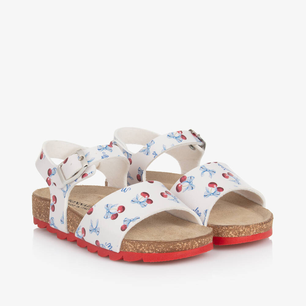 Monnalisa-Girls White Cherry Print Sandals | Childrensalon Outlet