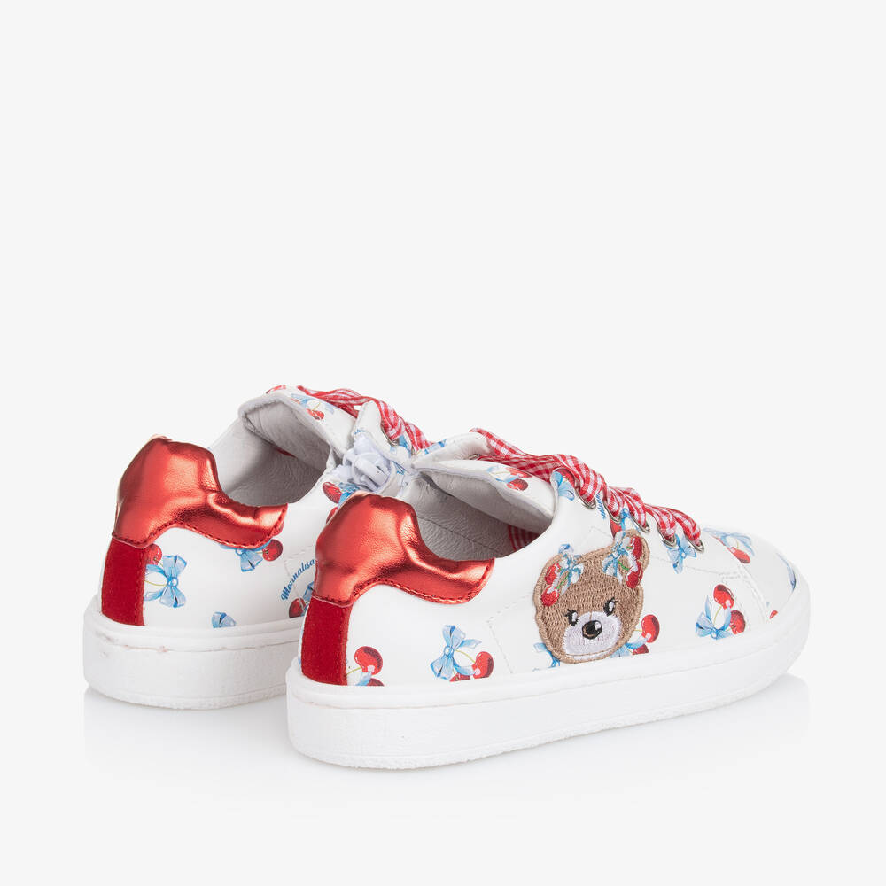 Monnalisa - Girls White Cherry Print Trainers