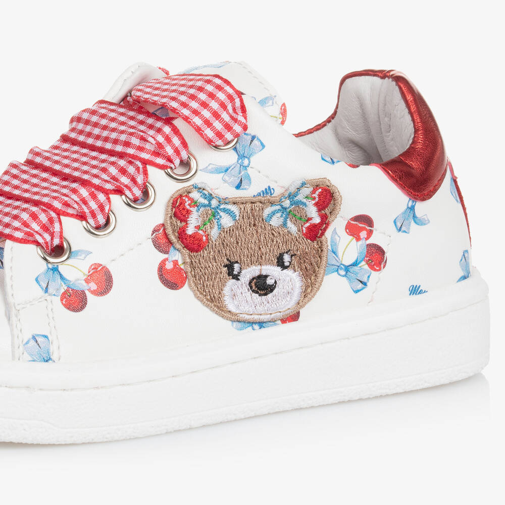 Monnalisa - Girls White Cherry Print Trainers