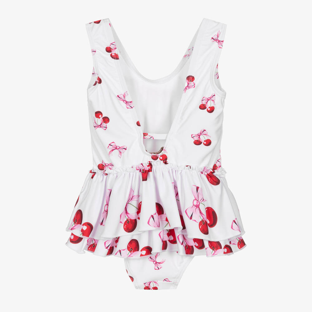 Monnalisa-Girls White Cherry & Teddy Swimsuit | Childrensalon Outlet