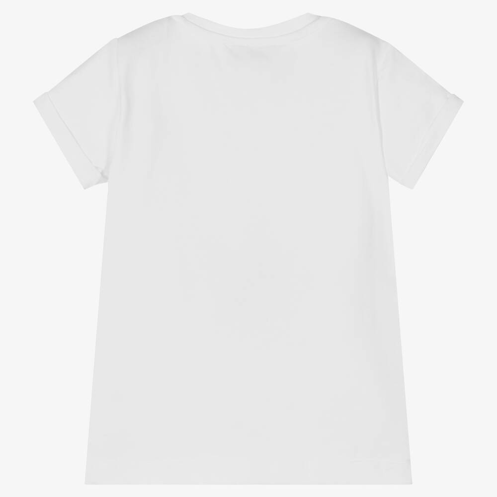 Monnalisa-Girls White Cotton Anchor T-Shirt | Childrensalon Outlet