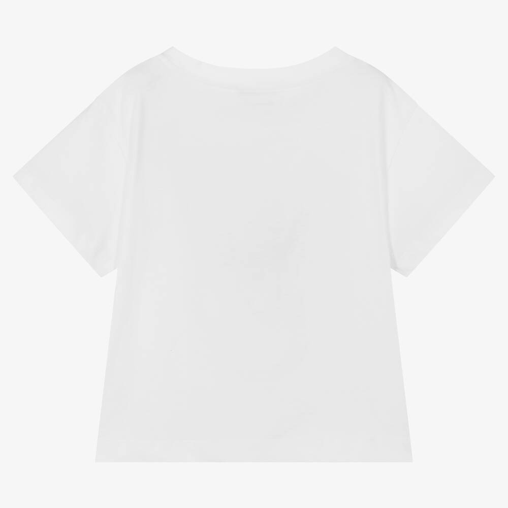 Monnalisa-Белая хлопковая футболка с шариками | Childrensalon Outlet